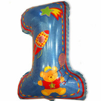 Фольгована куля цифра "My 1st Birthday". Колір: Блакитний. Розмір: 65см * 44см.