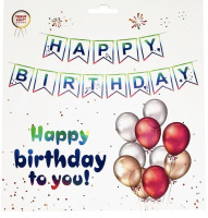 Гірлянда прапорці "Happy Birthday Голограма". Довжина: 3м. Пр-во: Китай