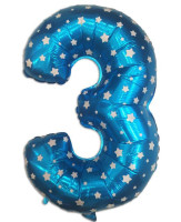 Куля цифра в упаковці "3". Колір блакитний. Розмір: 75см