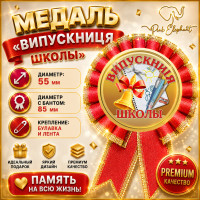 Медаль "Випускниця школи". Колір: Червоний.