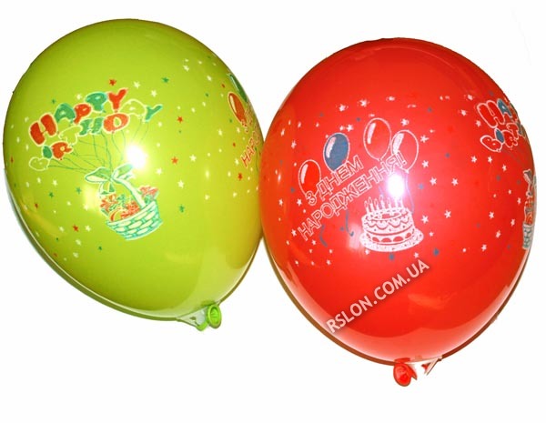 Воздушные шары "З Днем Народження" 10"(25см) пастель ассорти В упак: 100шт