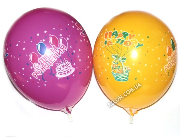 Воздушные шары "С Днём Рождения" 10"(25см) пастель ассорти В упак: 100шт