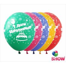 Воздушные шары "З Днем Народження" Тортик 12"(30 см) пастель ассорти В упак: 100шт ТМ Арт «SHOW» SDR-24