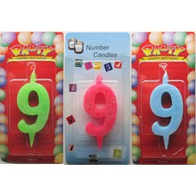 Свечи для торта цифры "Цветные-9". В упак: 6 шт. Цвета: ассорти.