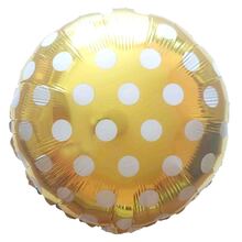 Шар фольгированный круглый "Горох Золото". Размер: 18"(45см.)