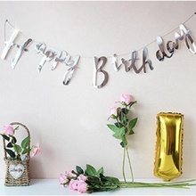 Гирлянда прописная "Happy Birthday". Цвет: Серебро. Длина: 1,5м.