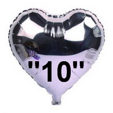 Шар фольгированный "Сердце серебро". Размер: 10"(25см)