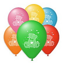 Воздушные шары "Тедди" 10"(25см) Пастель Ассорти 1 сторона  В упак:100 шт.
