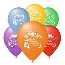 Воздушные шары "Тачки" 12"(30см) Пастель Ассорти 2 стороны  В упак:100 шт.