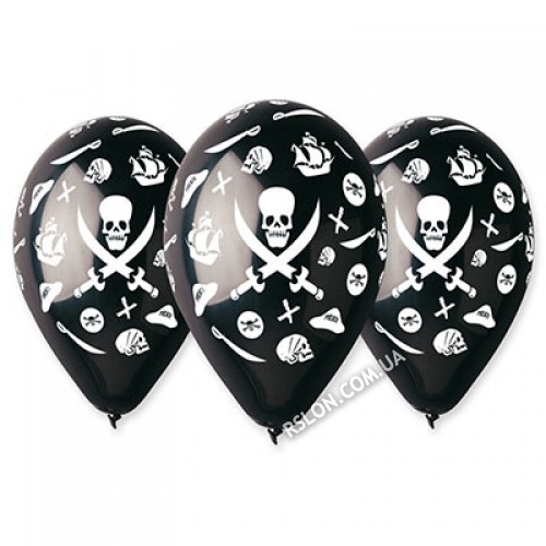 Повітряні кулі "піратські" 12"(30см) Пастель асорті в упак:100 шт. Пр-під "Gemar" Італія