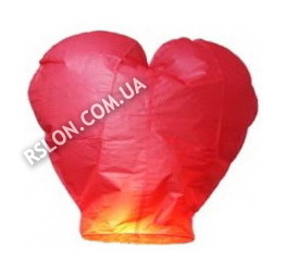 Небесний ліхтарик "Серце". Розмір: 90 см. Колір: Червоний.