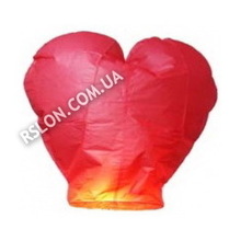 Небесный фонарик "Сердце". Размер: 90см. Цвет: Красный.