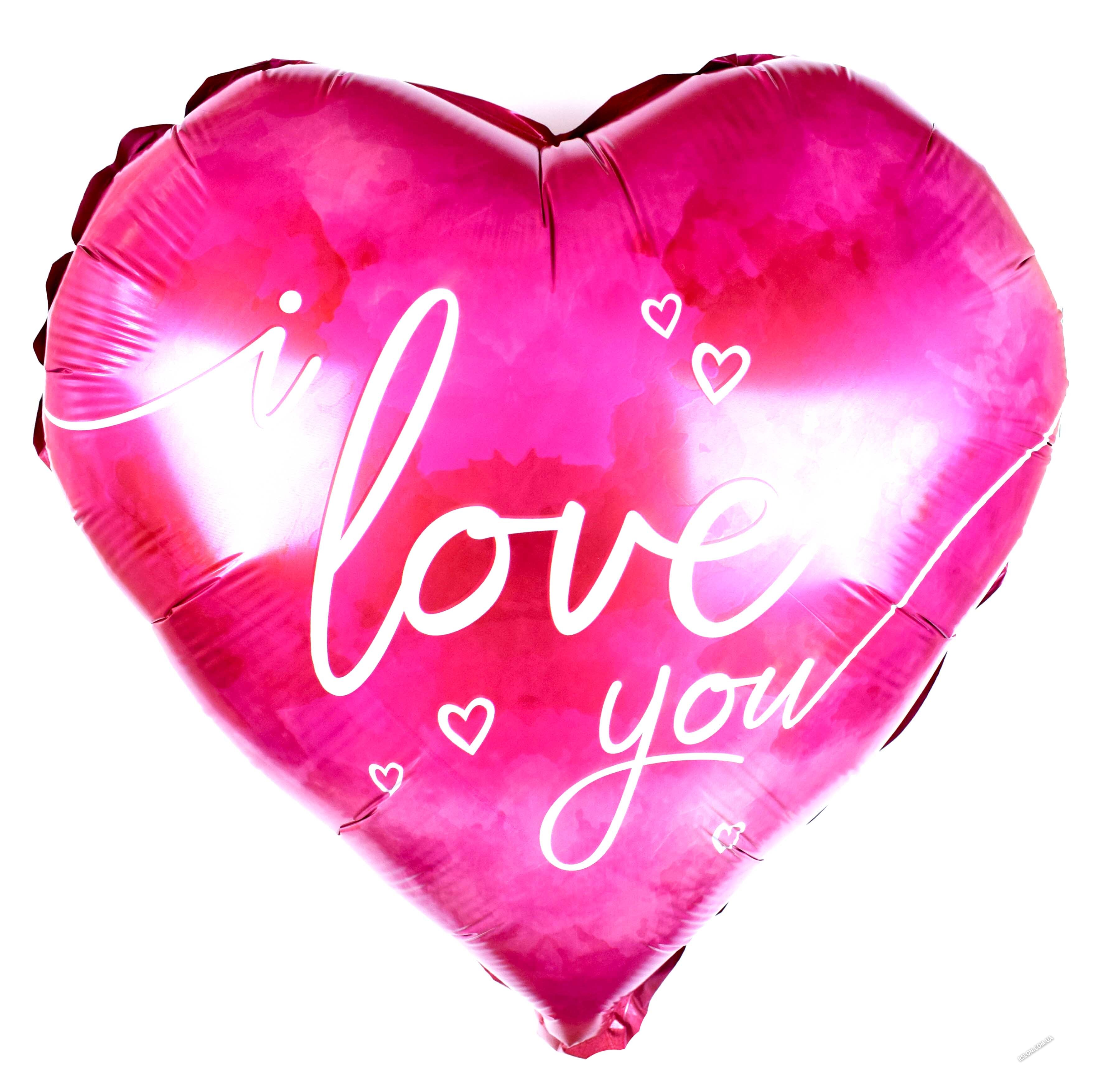 Куля фольгований серце "I Love You" рожева. Розмір: 18"(45см.)