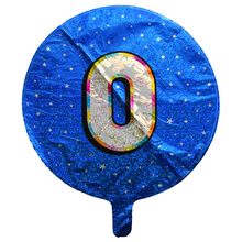 Шары фольгированные круглые "0 Синий". Диаметр:18"(45 см) В упак:5 шт.