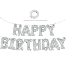 Фольгированные шары буквы "Happy Birthday". Цвет: Серебро. Размер:16"(40см.)