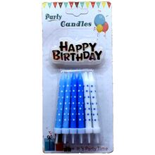 Свечи для торта "Звёздочки голубые Happy Birthday"  В наборе:12шт. JG3017C-9