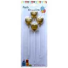 Свечи для торта "Сердца Металлик".В упак: 4шт. Цвет: Золото