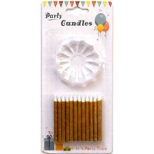 Свічки для торта блискітки. Колір: Золото. У наборі:24шт. JC2065C