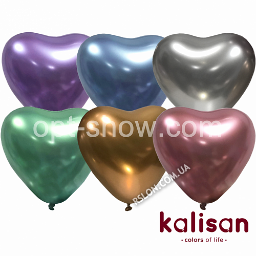 Повітряні кулі серце "Хром"12"(30см) Хром асорті в упак:50 шт. Пр-під:"Kalisan" Туреччина