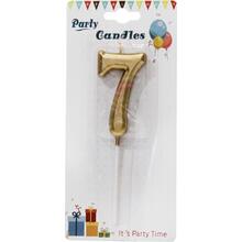 Свеча цифра "Хром Золото 7". Размер: 7см.