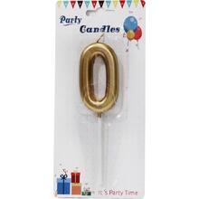 Свеча цифра "Хром Золото 0". Размер: 7см.