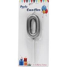 Свеча цифра "Хром Серебро 0". Размер: 7см.