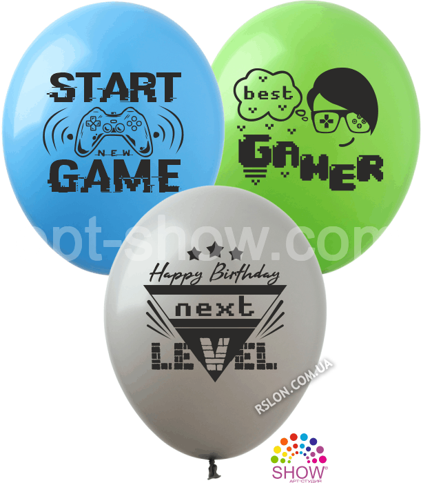 Повітряні кулі "Best Gamer" 12"(30 см) пастель асорті в упак: 100шт ТМ Арт «SHOW»