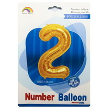 Шар цифра "2" в упаковке. Цвет Золото. Размер: 105см. Пр-во: Китай.