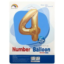 Шар цифра "4" в упаковке. Цвет Золото. Размер: 105см. Пр-во: Китай.