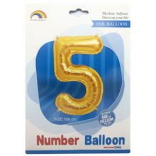 Шар цифра "5" в упаковке. Цвет Золото. Размер: 105см. Пр-во: Китай.