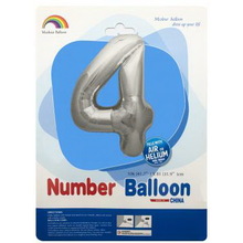 Шар цифра "4" в упаковке. Цвет Серебро. Размер: 105см. Пр-во: Китай.