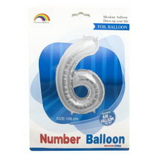 Шар цифра "6" в упаковке. Цвет Серебро. Размер: 105см. Пр-во: Китай.