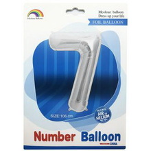 Шар цифра "7" в упаковке. Цвет Серебро. Размер: 105см. Пр-во: Китай.