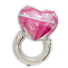 Фольгированный фигурный шар "Кольцо с розовым бриллиантом" Размeр:80см*54см.