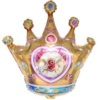 Фольгированный фигурный шар "Корона с камнями золотая"  Размер:70см*70см.