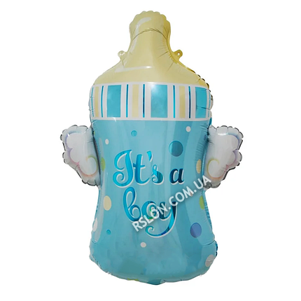 Фольговані фігурні кулі "Пляшечка з крилами".Колір:Блакитний Розмір:79 см*61см.