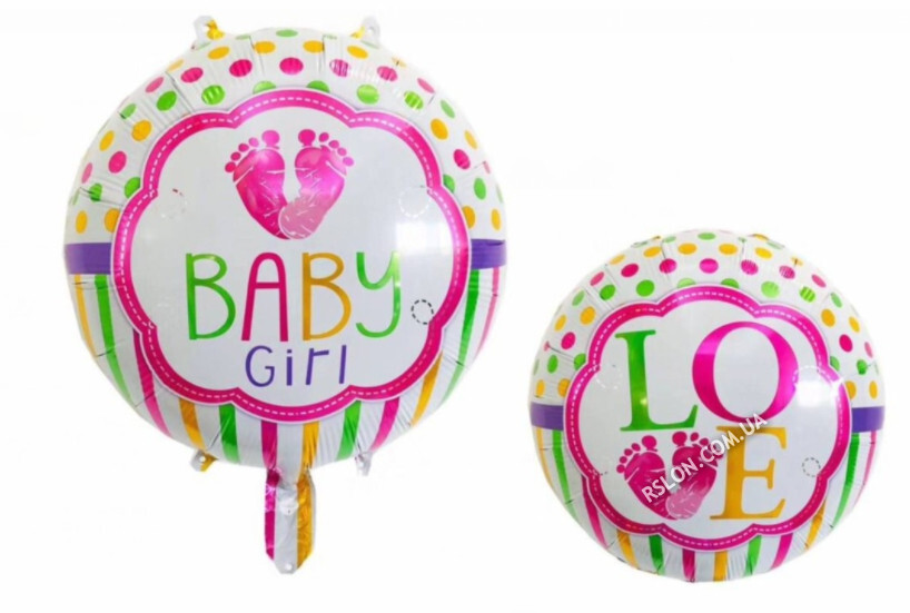 Фольговані кулі коло "Baby Girl Love". Діаметр: 18"(45 см)