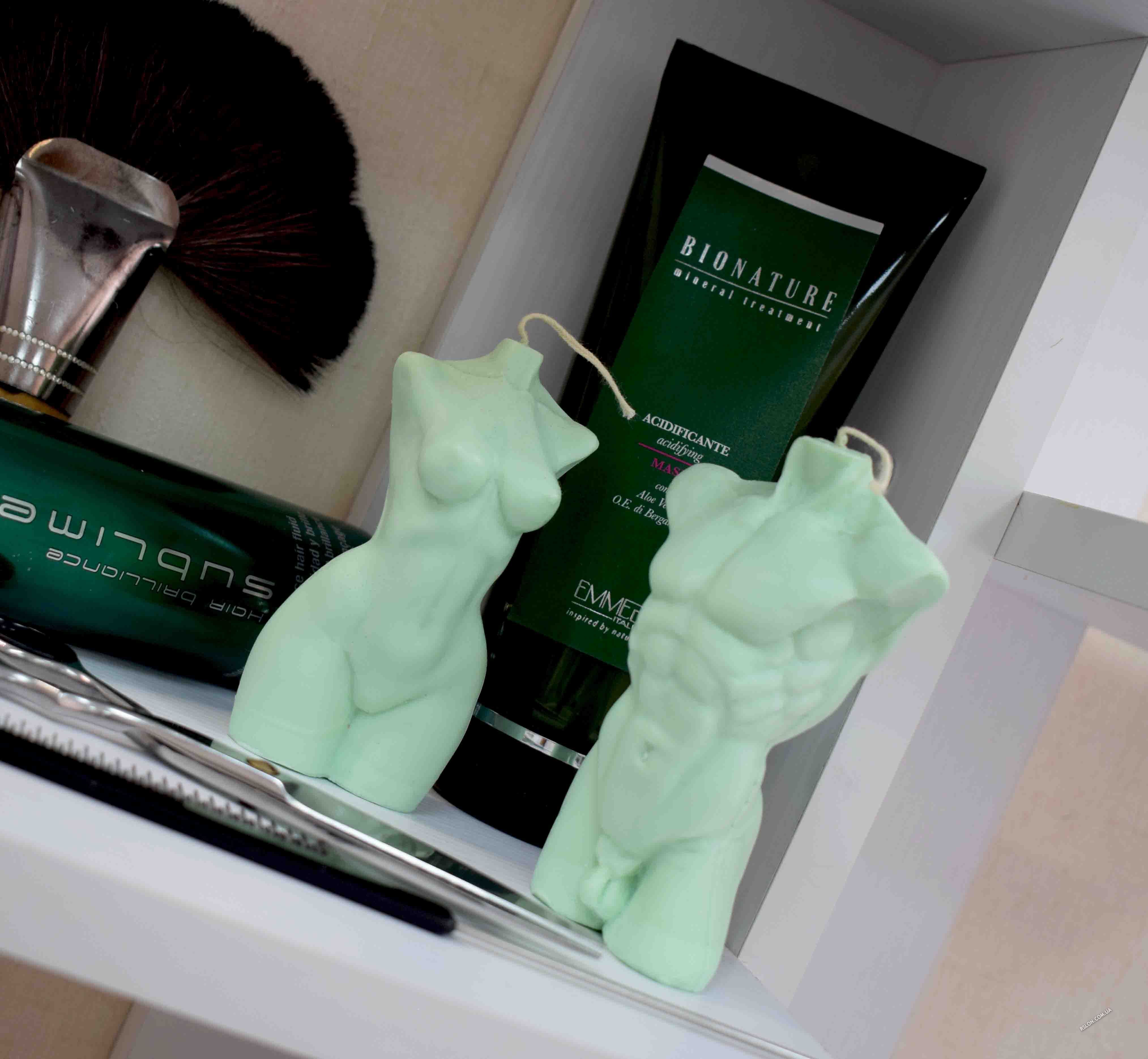 Свічки "Жіночий і чоловічий Торс".Колір: М'ятний Висота:10см. Матеріал:Парафін.