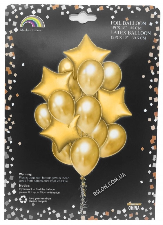 Набір латексних і фольгованих куль "Золото" Вир-во: Китай.