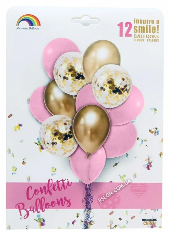 Набір латексних куль "Рожевый з Золотом" Вир-во: Китай.