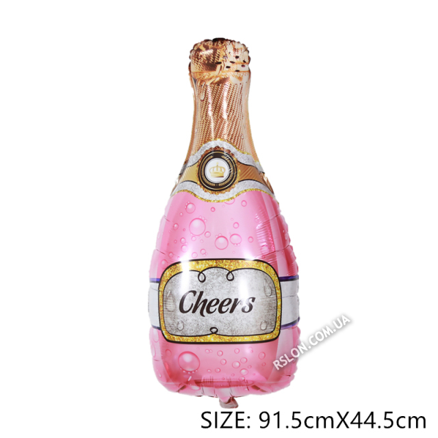 Фольговані фігурні кулі "Пляшка Cheers" рожева " Розмір:85*44см.