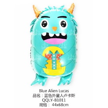 Фольгированный фигурный шар "Инопланетянин Голубой".  Размер: 68см*44см.