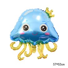 Фольгированный фигурный шар "Медуза Голубая".  Размер: 57см*52см.