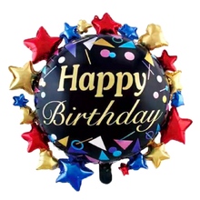 Фольговані фігурні кулі "Happy Birthday Коло Чорний".  Розмір: 67см*67см.