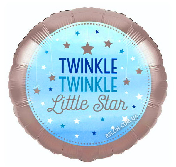 Фольговані кулі коло "Twinkle Little Star" Блакитний. Діаметр:18"(45 см)