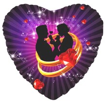 Шар фольгированный сердце "Влюблённые в кольцах. Размер: 32"(80см.)