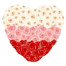 Шар фольгированный сердце "Розы трёхцвет. Размер: 32"(80см.)