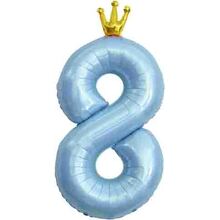 Фольгированная цифра с Короной "8". Цвет: Голубой. Размер: 42"(105см.)