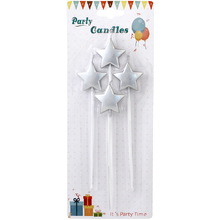 Свечи для торта "Звёзды Металлик".В упак: 4шт. Цвет: Серебро DY0035