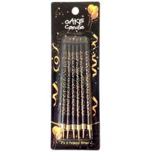 Свечи для торта "Чёрные Золотые Звёздочки". Размер: 13см. В упак: 6шт.